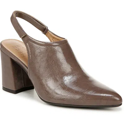 Naturalizer Prompt Womens Block Heel Faux Leather Slingback Heels In Grey