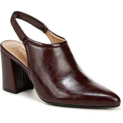 Naturalizer Prompt Womens Block Heel Faux Leather Slingback Heels In Merlot Wine Faux Leather