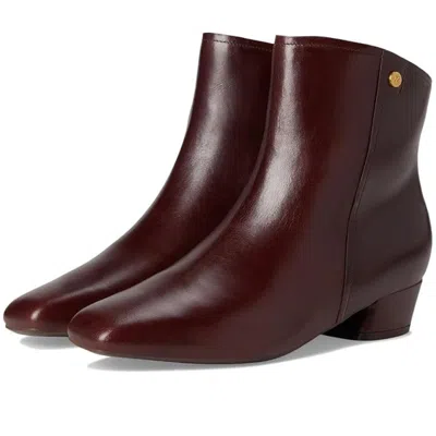 Naturalizer Raffee Boots Women'swine Leather Square Toe Ankle Booties Gal639 In Red