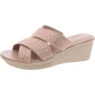 Naturalizer Rowena 2 Womens Criss-cross Manmade Slide Sandals In Multi