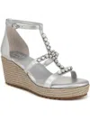 Naturalizer Serena Ankle Strap Espadrille Platform Wedge Sandal In Silver