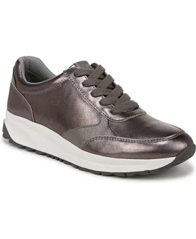 Naturalizer Shay Platform Sneakers In Pewter Leather,faux Leather