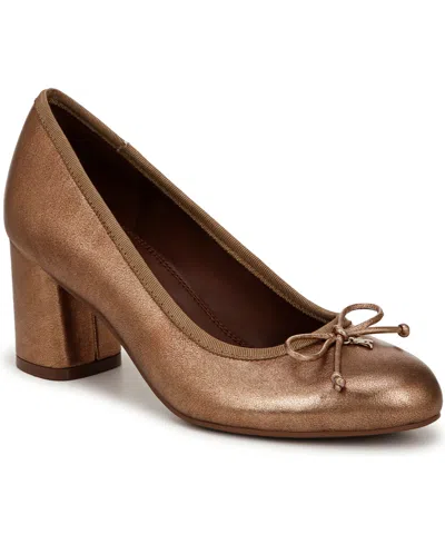 Naturalizer Sienna Pumps In Soft Bronze Metallic Leather