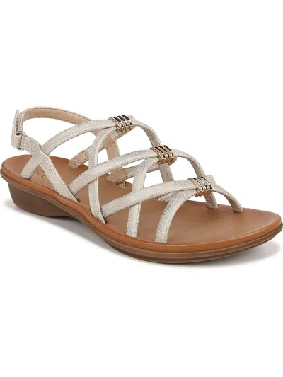 Naturalizer Sierra Womens Faux Leather Ankle Strap Strappy Sandals In Gold