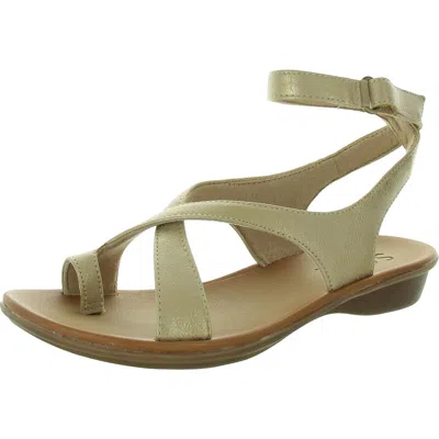 Naturalizer Sivan Womens Faux Leather Toe Loop Ankle Strap In Gold