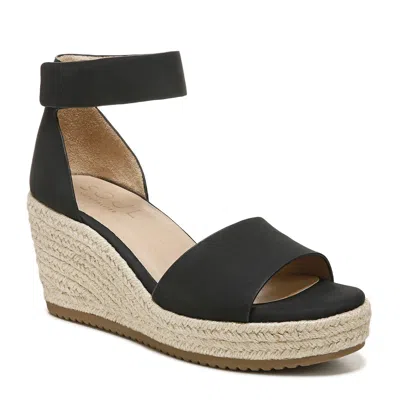 Naturalizer Soul Oakley Sandals Women's Black Ankle Strap Wedge Heels Zpo3814