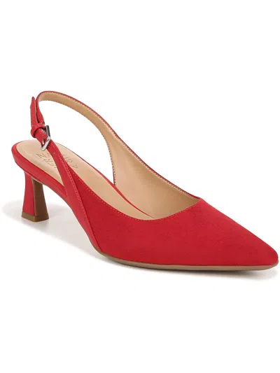 Naturalizer Tansy Womens Faux Suede Slip On Slingback Heels In Maserati Red