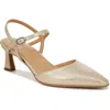 Naturalizer Tara Womens Faux Leather Ankle Strap Slingback Heels In Gold Faux Leather