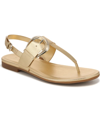 Naturalizer Taylor Flat Sandals In Dark Gold Faux Leather