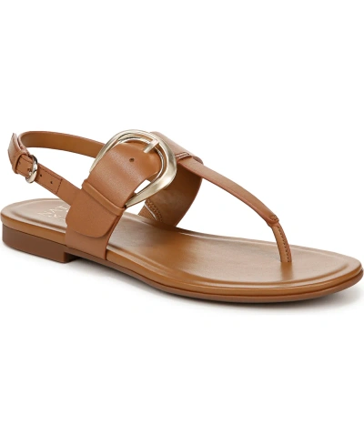 Naturalizer Taylor Flat Sandals In Saddle Tan Leather