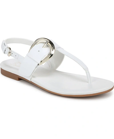 Naturalizer Taylor Flat Sandals In White Leather