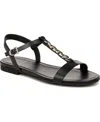 Naturalizer Teach T-strap Flat Sandals In Black Leather