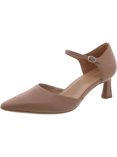 Naturalizer Tilda Womens Faux Leather Pointed Toe Mary Jane Heels In Grey