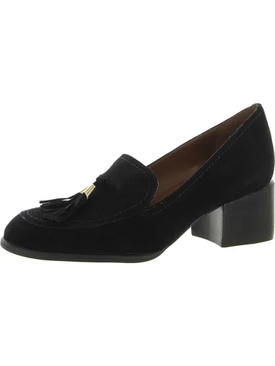 Naturalizer Trixie Womens Suede Slip On Loafer Heels In Black