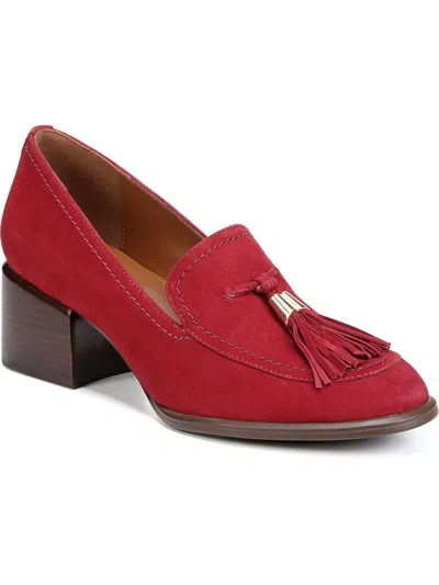 Naturalizer Trixie Womens Suede Slip On Loafer Heels In Red