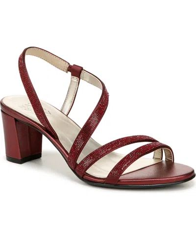 Naturalizer Vanessa Strappy Dress Sandals In Cranberry Fabric,stones
