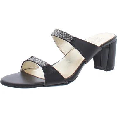 Naturalizer Venus 2 Womens Leather Rhinestone Mule Sandals In Black