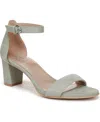 Naturalizer Vera Glitz Ankle Strap Sandal In Pistachio Green Embossed Suede
