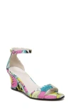 Naturalizer Vera Ankle Strap Wedge Sandal In Pink Floral Fabric