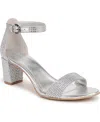 Naturalizer Vera Glitz Ankle Strap Sandal In Silver Satin,stones