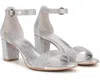 Naturalizer Vera Sandals Women's 5.5 Silver Satin Ankle Strap Block Heel Rhs2912