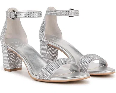 Naturalizer Vera Sandals Women's 5.5 Silver Satin Ankle Strap Block Heel Rhs2912