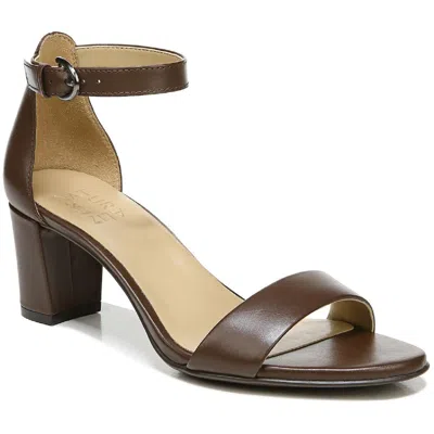 Naturalizer Vera Womens Buckle Ankle Strap Heel Sandals In Brown