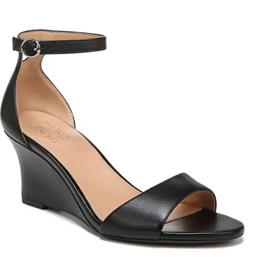 Naturalizer Vera Womens Solid Ankle Strap Wedge Sandals In Black