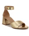 Naturalizer Verly Ankle Strap Flare Heel Sandal In Dark Gold Leather