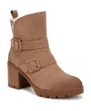 Naturalizer Verney Water Repellent Faux Fur Lined Platform Moto Bootie In Warm Brown Suede
