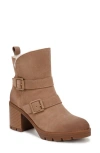 Naturalizer Verney Water Repellent Faux Fur Lined Platform Moto Bootie In Camel Brown
