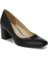 Naturalizer Warner Square Toe Pump In Black Smooth Faux Leather