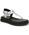 Naturalizer Alyssa T-strap Platform Sandal In Silver Faux Leather