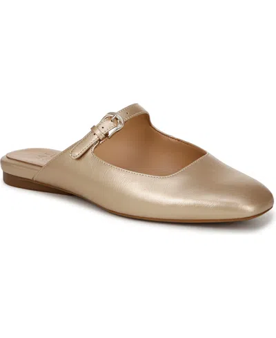 Naturalizer Women's Apple Square Toe Mules In Gold Faux Leather