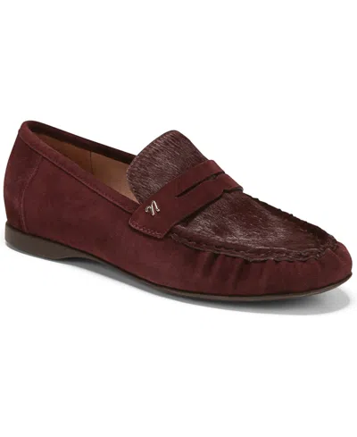 Naturalizer Women's Bloom Slip-on Loafers In Merlot Red Suede,calf Hair