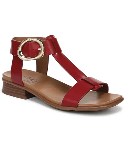 NATURALIZER WOMEN'S BRANDY T-STRAP STACKED LOW BLOCK HEEL SANDALS