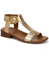 Naturalizer Brandy T-strap Sandal In Dark Gold Faux Leather