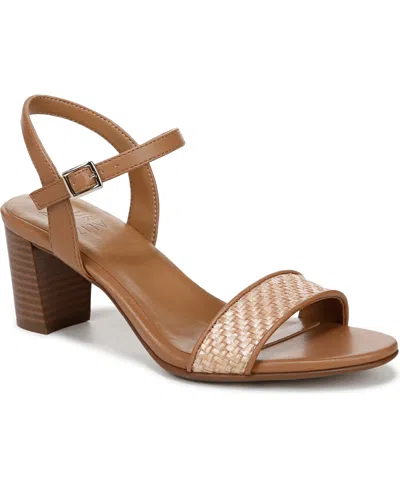 Naturalizer Women's Bristol Block Heel Dress Sandals In Tan Woven,faux Leather