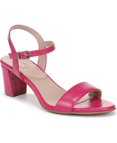 Naturalizer Women's Bristol Block Heel Dress Sandals In Aurora Hot Pink Faux Leather