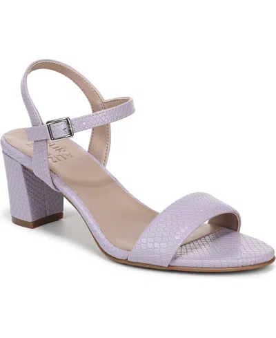 Naturalizer Women's Bristol Block Heel Dress Sandals In Helio Lilac Snake Fuax Leather