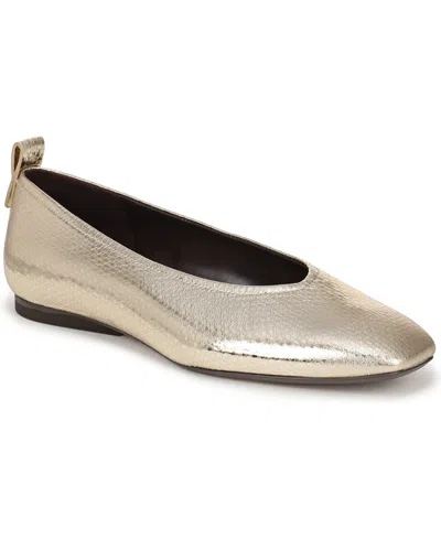 Naturalizer Women's Carla Square Toe Ballet Flats In Light Gold Leather