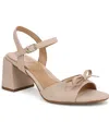 Naturalizer Women's Deandra Block Heel Dress Sandals In Sand Metallic Woven Embossed Faux Leathe