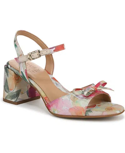 Naturalizer Women's Deandra Block Heel Dress Sandals In Sunlight Yellow Print Fabric