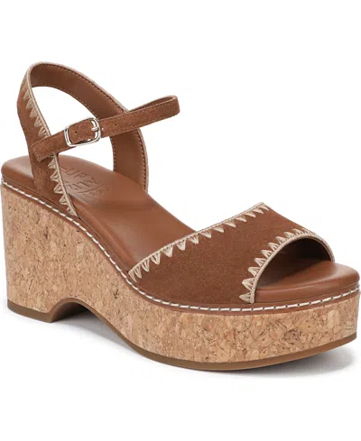 Naturalizer Women's Della Strappy Wedge Heel Sandals In Brown