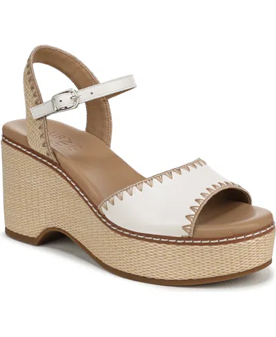 Naturalizer Women's Della Strappy Wedge Heel Sandals In White
