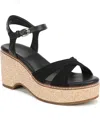 Naturalizer Dovie Ankle Straple Platform Wedge In Black