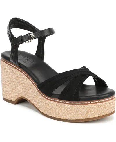 Naturalizer Dovie Ankle Straple Platform Wedge In Black
