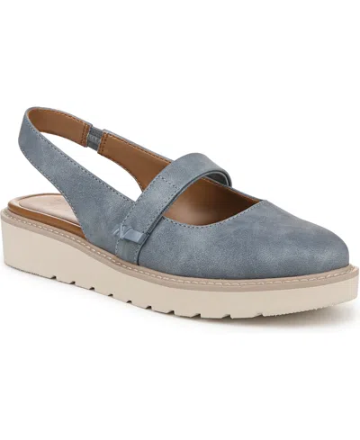 Naturalizer Women's Edison Mary Jane Platform Slingbacks In Mid Blue Faux Leather