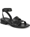 Naturalizer Women's Effie Square Toe Block Heel Flat Sandals In Black Faux Leather