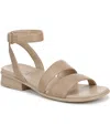 Naturalizer Women's Effie Square Toe Block Heel Flat Sandals In Tan Faux Leather